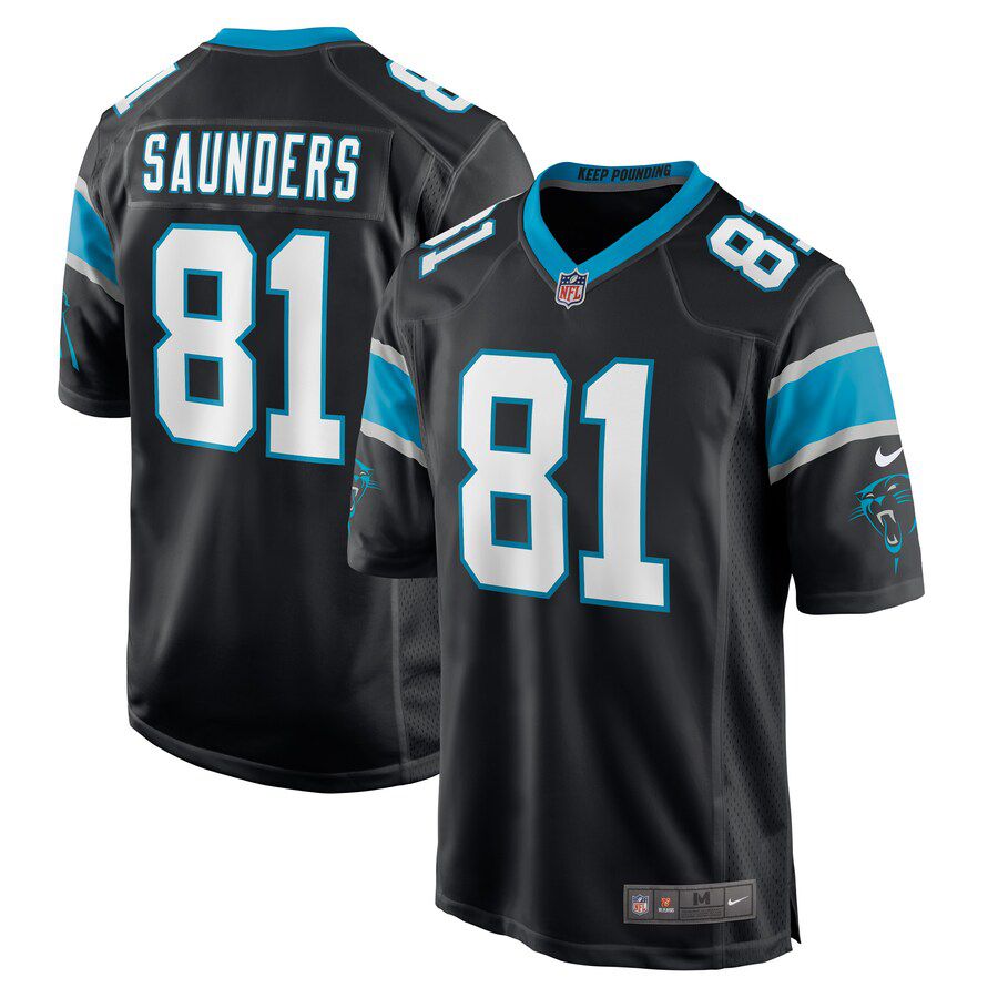 Men Carolina Panthers #81 CJ Saunders Nike Black Game Player NFL Jersey
